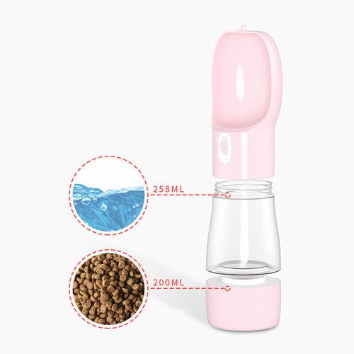 Botella Portátil Pawly 2en1 — Agua y Comida para Perros y Gatos