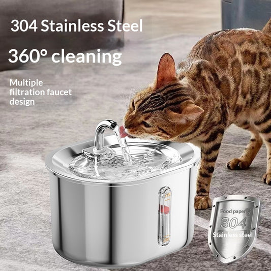 Bebedero Automático Pawly — Acero Inoxidable 304 con Filtración Continua para Gatos y Perros
