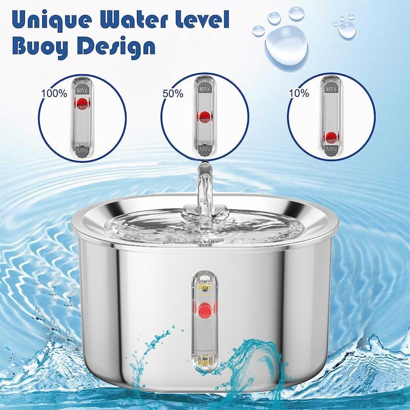 Bebedero Automático Pawly — Acero Inoxidable 304 con Filtración Continua para Gatos y Perros